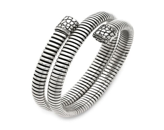 Giovanni Raspini Sterling Silver Croco Tubogas Double Bangle