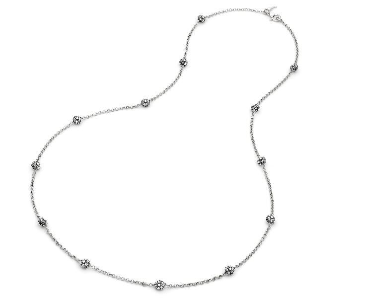 Giovanni Raspini Sterling Silver Daisy Dot Long Necklace