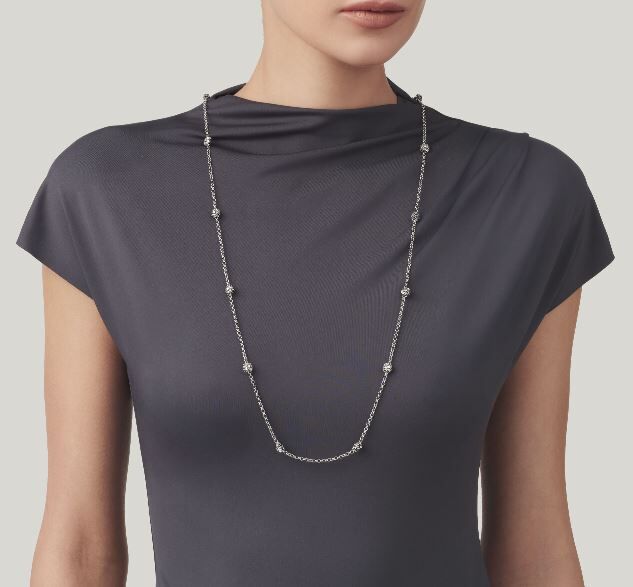 Giovanni Raspini Sterling Silver Daisy Dot Long Necklace
