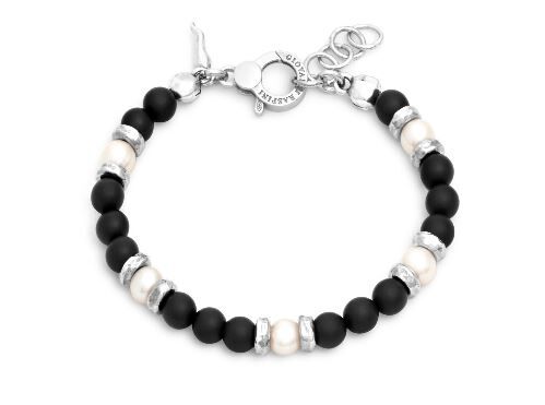 Giovanni Raspini Sterling Silver, Graphite & Pearl Tango Bracelet