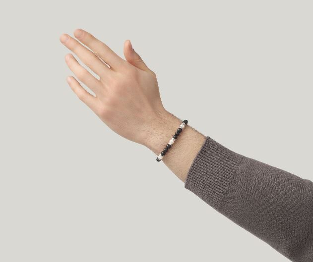 Giovanni Raspini Sterling Silver, Graphite & Pearl Tango Bracelet