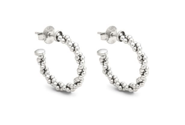 Giovanni Raspini Sterling Silver Wheat Chain Small Hoop Earrings