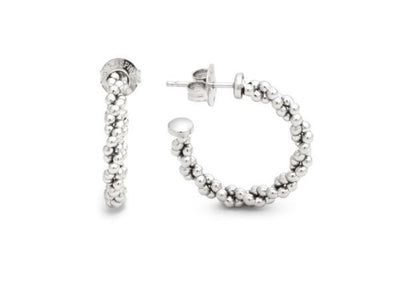 Giovanni Raspini Sterling Silver Wheat Chain Small Hoop Earrings