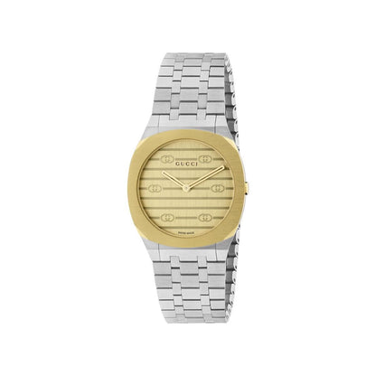 GUCCI 25H Champagne Dial Two Tone Womens Quartz Watch YA163502