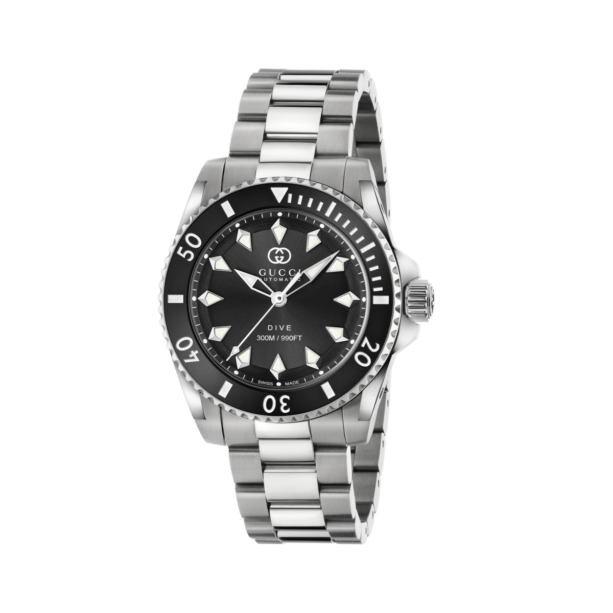 Gucci Dive Black Dial Stainless Steel Mens Watch YA136353A