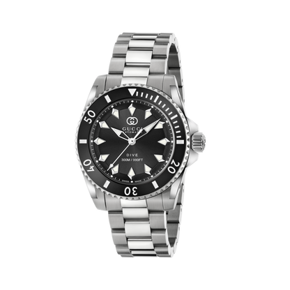 Gucci Dive Black Dial Stainless Steel Mens Watch YA136353A