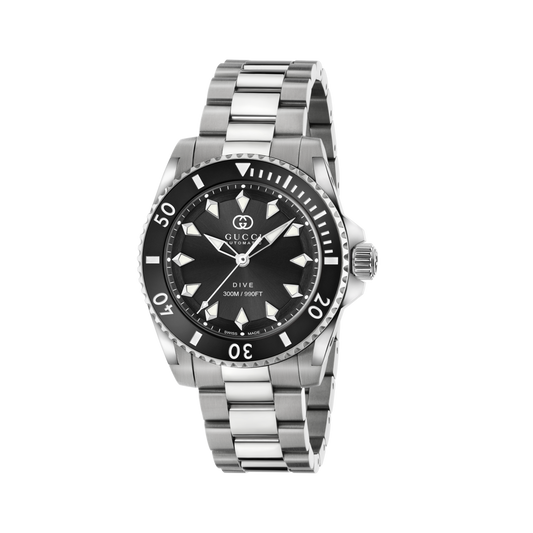 Gucci Dive Black Dial Stainless Steel Mens Watch YA136353A