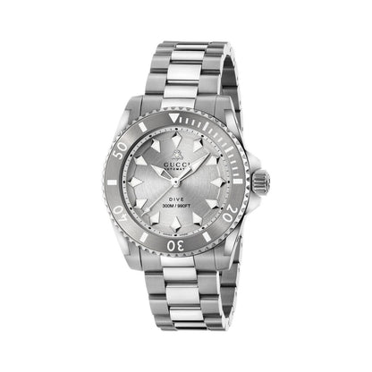 Gucci Dive Silver Dial Stainless Steel Mens Watch YA136354