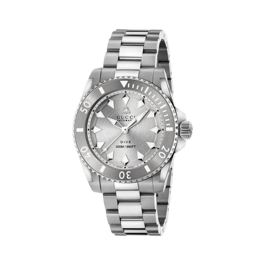 Gucci Dive Silver Dial Stainless Steel Mens Watch YA136354
