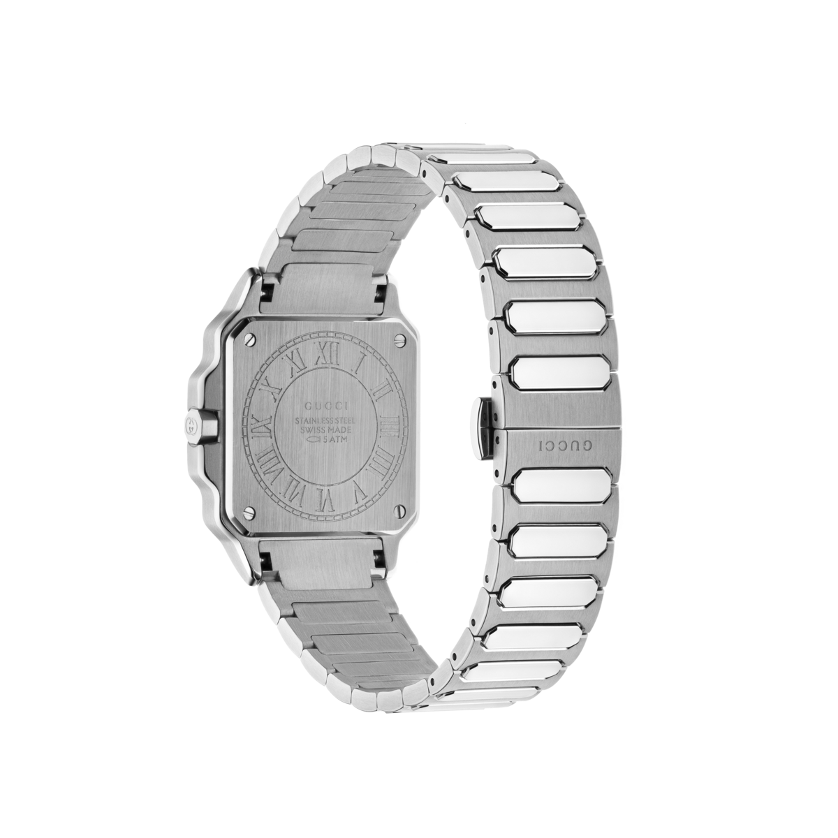Gucci G-Flat Black Dial Stainless Steel Unisex Quartz Watch YA166505