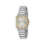 Gucci G-Flat Silver Dial Two Tone Womens Quartz Watch YA166506