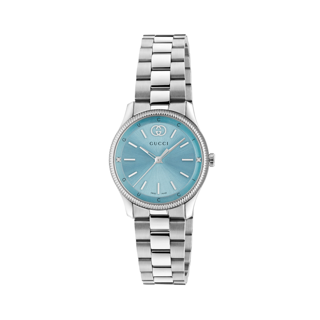 Gucci G-Timeless Blue Dial Stainless Steel Womens Quartz Watch YA1265068