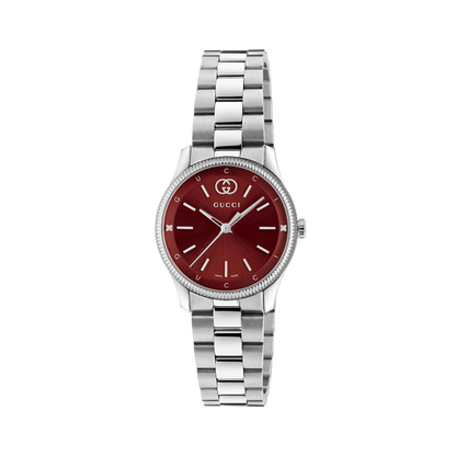 Gucci G-Timeless Burgundy Dial Stainless Steel Womens Quartz Watch YA1265069