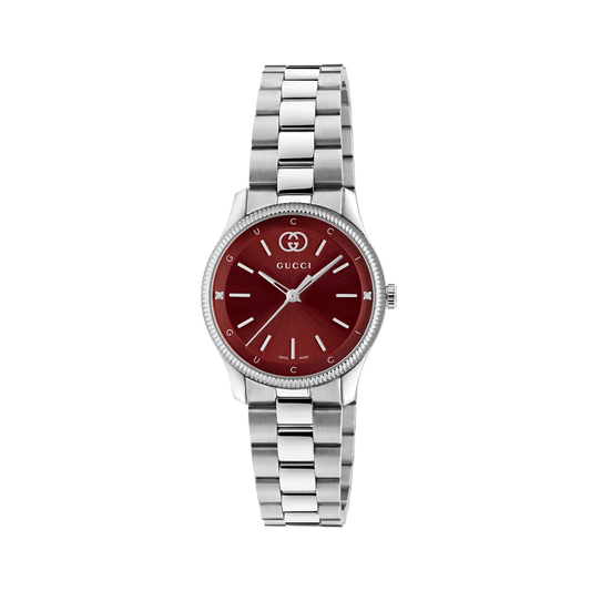 Gucci G-Timeless Burgundy Dial Stainless Steel Womens Quartz Watch YA1265069