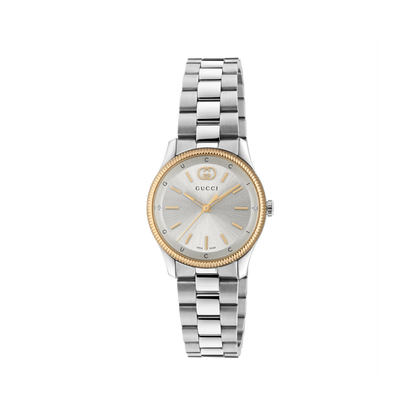 Gucci G-Timeless Silver Dial Rose Gold Two Tone Womens Quartz Watch YA1265070