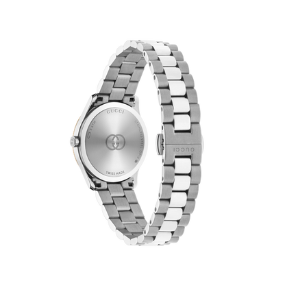 Gucci G-Timeless Silver Dial Rose Gold Two Tone Womens Quartz Watch YA1265070