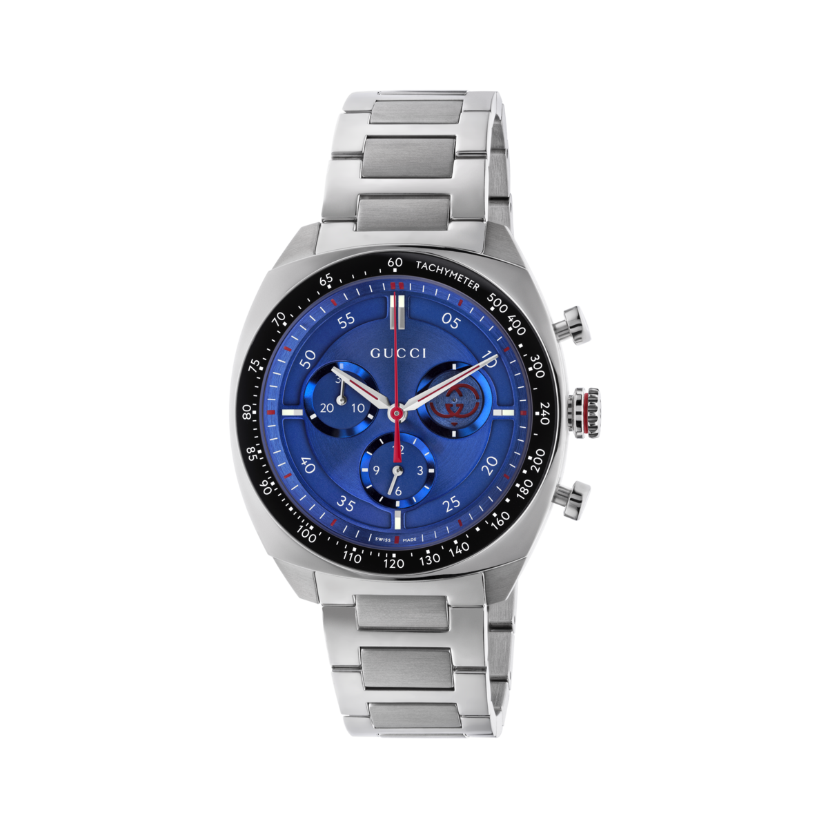 Gucci Interlocking Blue Dial Stainless Steel Mens Quartz Chronograph Watch YA142317