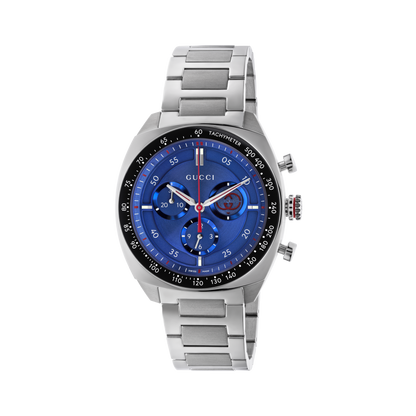 Gucci Interlocking Blue Dial Stainless Steel Mens Quartz Chronograph Watch YA142317