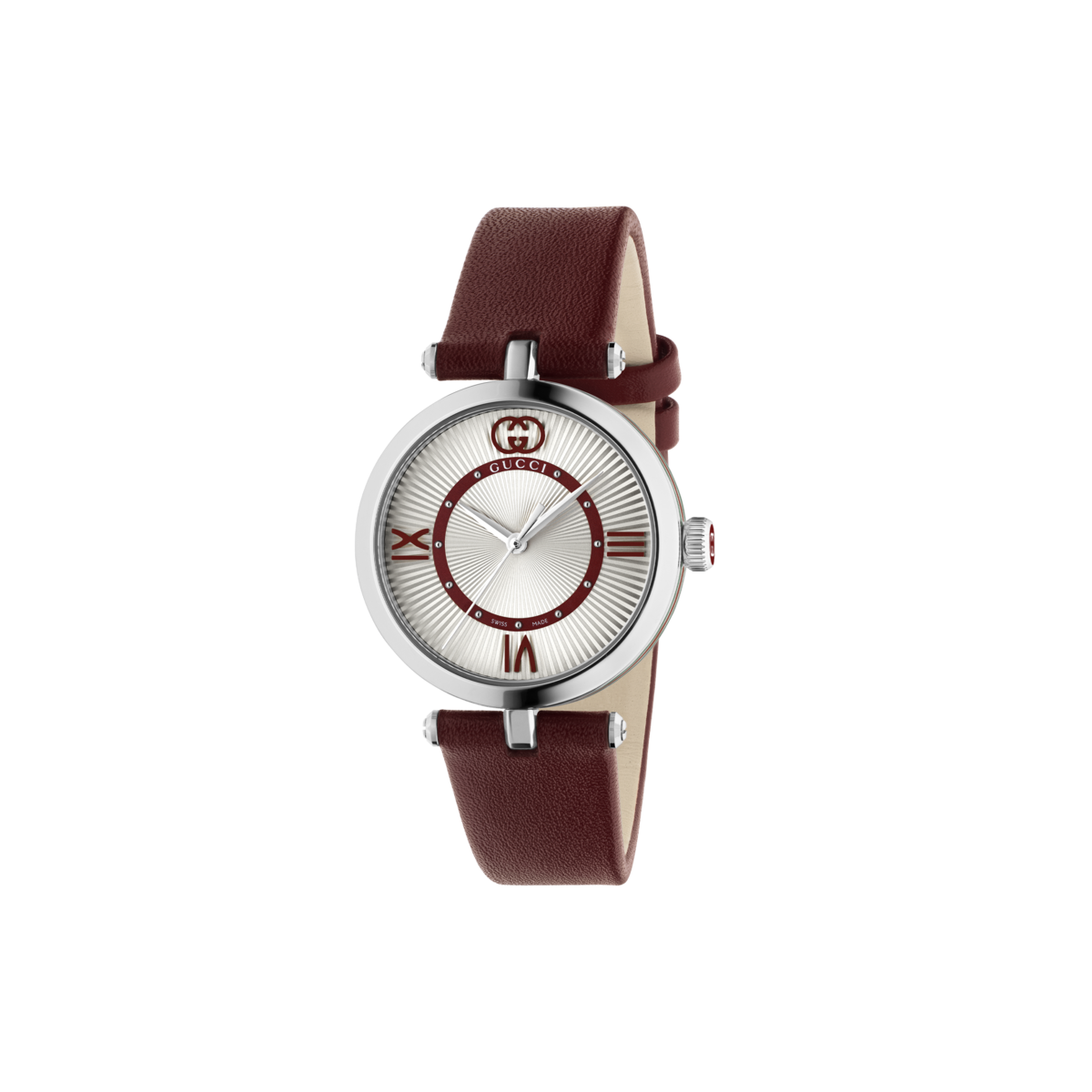 Gucci Model 2000 Red Dial Stainless Steel Ladies Quartz Watch YA167508