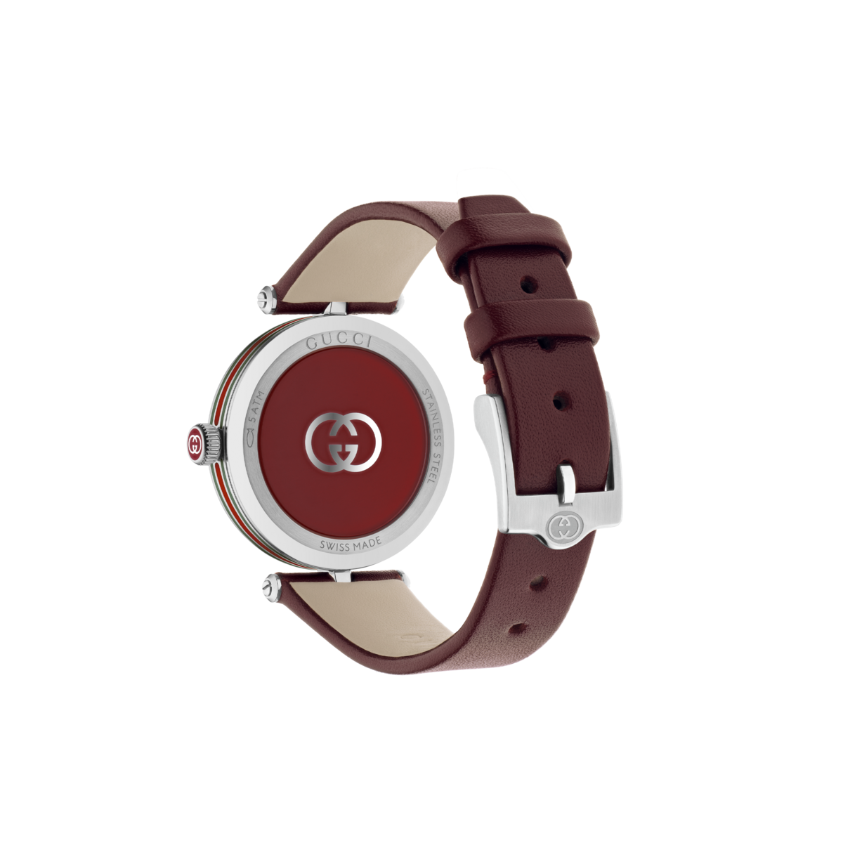 Gucci Model 2000 Red Dial Stainless Steel Ladies Quartz Watch YA167508