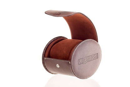 LEANSCHI Brown Single Watch Travel/Storage Roll Case