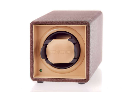 LEANSCHI Chocolate Brown Single Winder Watch Winding Box WS01-CHOC