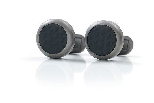 LEANSCHI  Gun Metal Stainless Steel & Rubber T-Bar Cufflinks