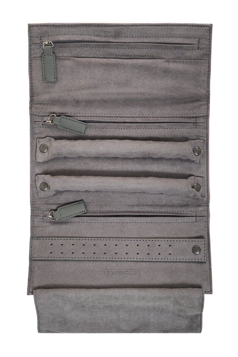 LEANSCHI Mouse Grey Jewellery Roll Travel Pouch Case