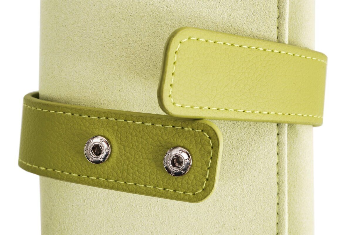 LEANSCHI Pistachio Green Jewellery Roll Travel Pouch Case