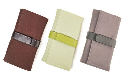 LEANSCHI Pistachio Green Jewellery Roll Travel Pouch Case