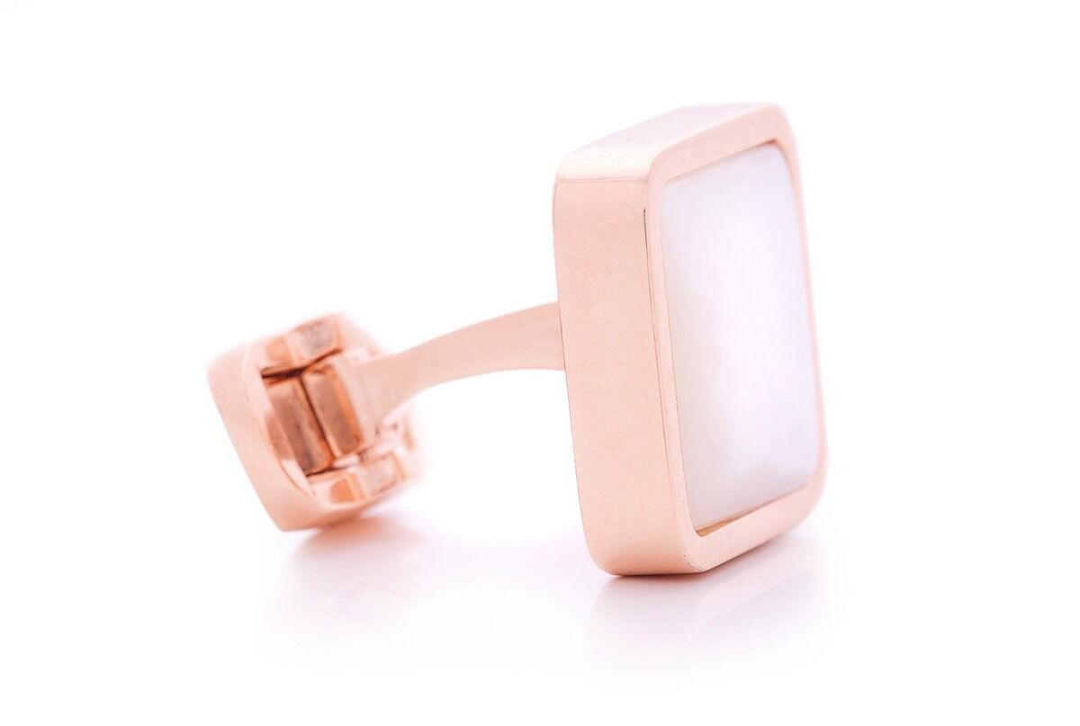LEANSCHI Rose Gold-Plated Sterling Silver & Mother of Pearl T-Bar Cufflinks