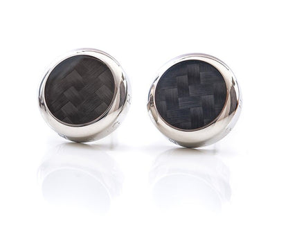 LEANSCHI Stainless Steel Azur Black Carbon T-Bar Cufflinks