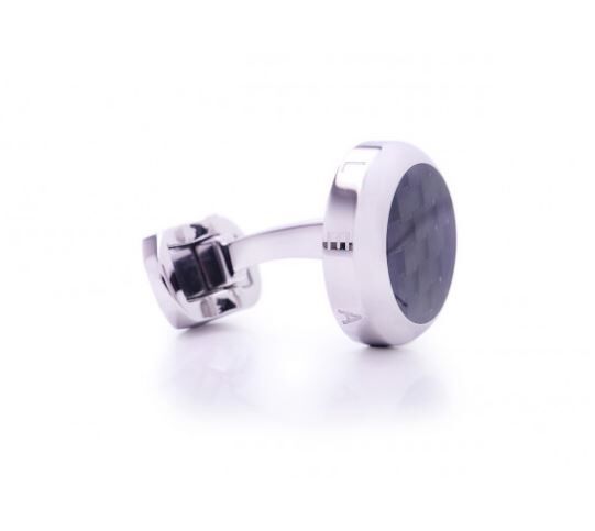 LEANSCHI Stainless Steel Azur Black Carbon T-Bar Cufflinks