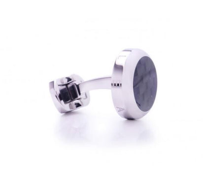 LEANSCHI Stainless Steel Azur Black Carbon T-Bar Cufflinks