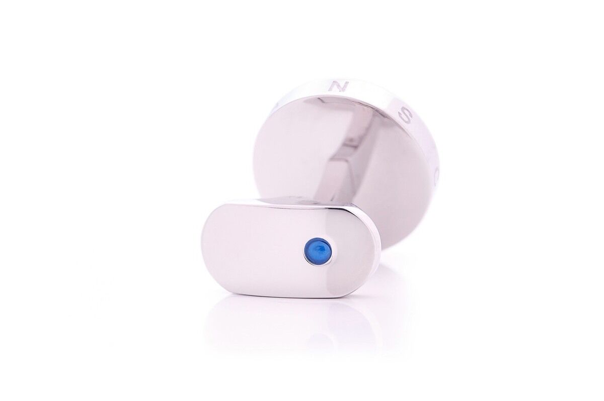 LEANSCHI Stainless Steel Azur Blue Carbon T-Bar Cufflinks