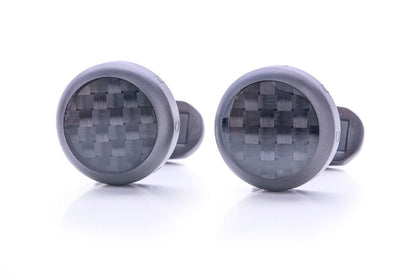 LEANSCHI Stealth DLC Stainless Steel All Black Carbon Fibre T-Bar Cufflinks