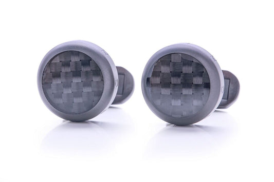 LEANSCHI Stealth DLC Stainless Steel All Black Carbon Fibre T-Bar Cufflinks