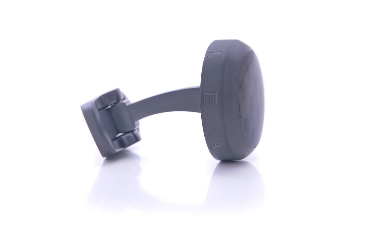 LEANSCHI Stealth DLC Stainless Steel All Black Carbon Fibre T-Bar Cufflinks