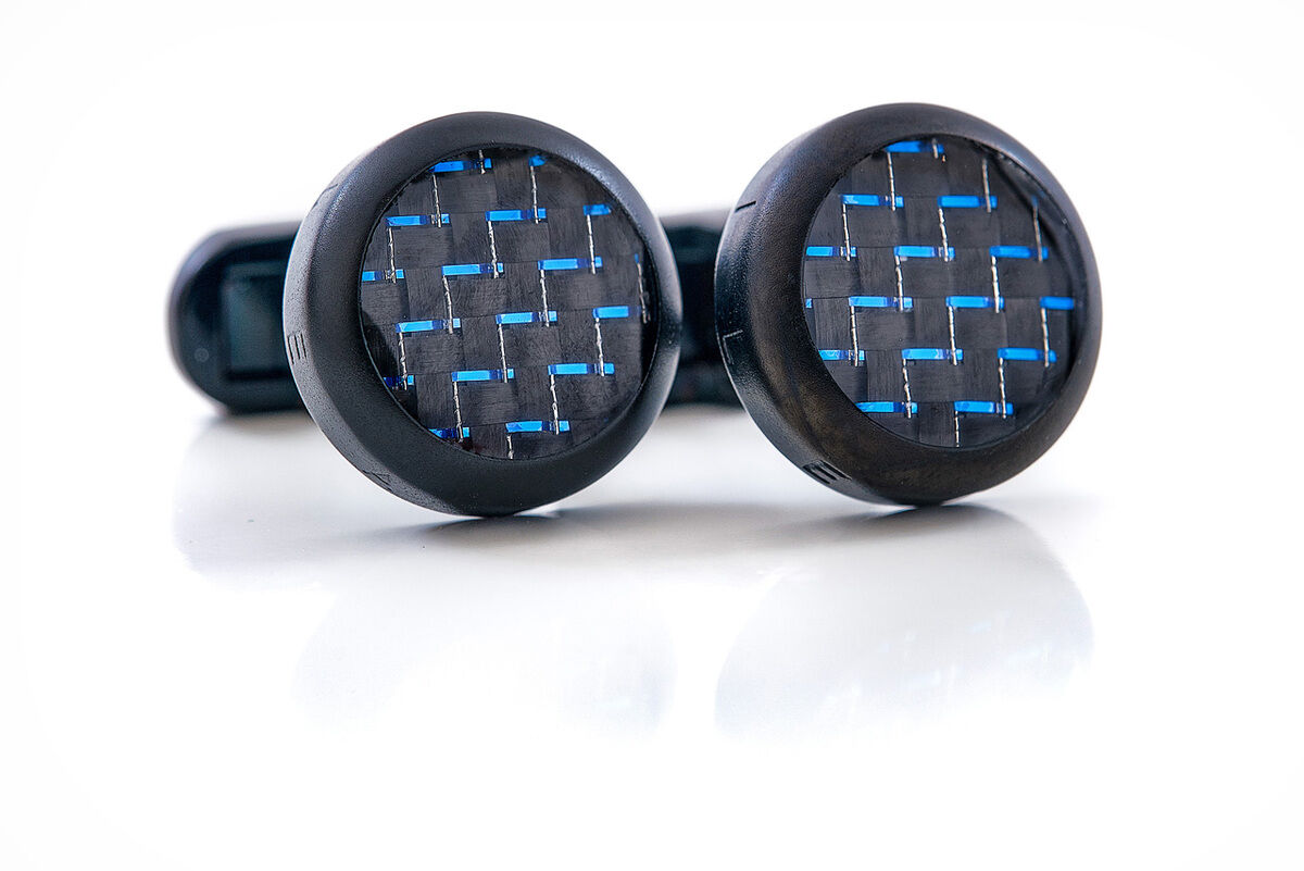 LEANSCHI Stealth DLC Stainless Steel Blue & Black Carbon Fibre T-Bar Cufflinks