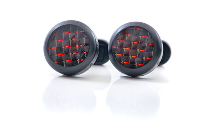 LEANSCHI Stealth DLC Stainless Steel Red & Black Carbon Fibre T-Bar Cufflinks