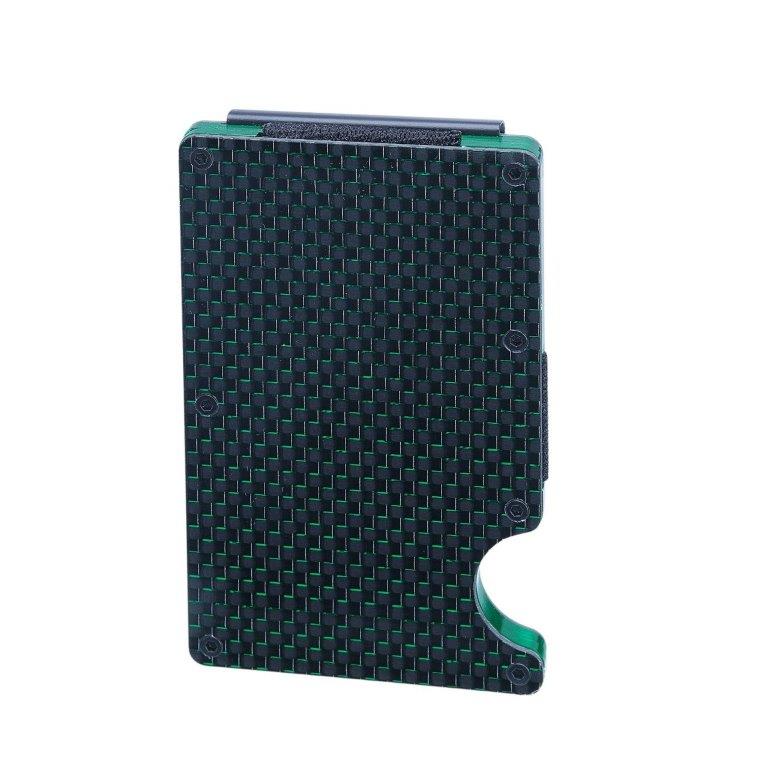 LEANSCHI Tech Wallet Black & Green Carbon Fibre RFID Safe Credit Card Holder