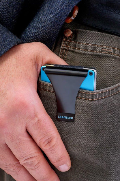 LEANSCHI Tech Wallet Black & Green Carbon Fibre RFID Safe Credit Card Holder