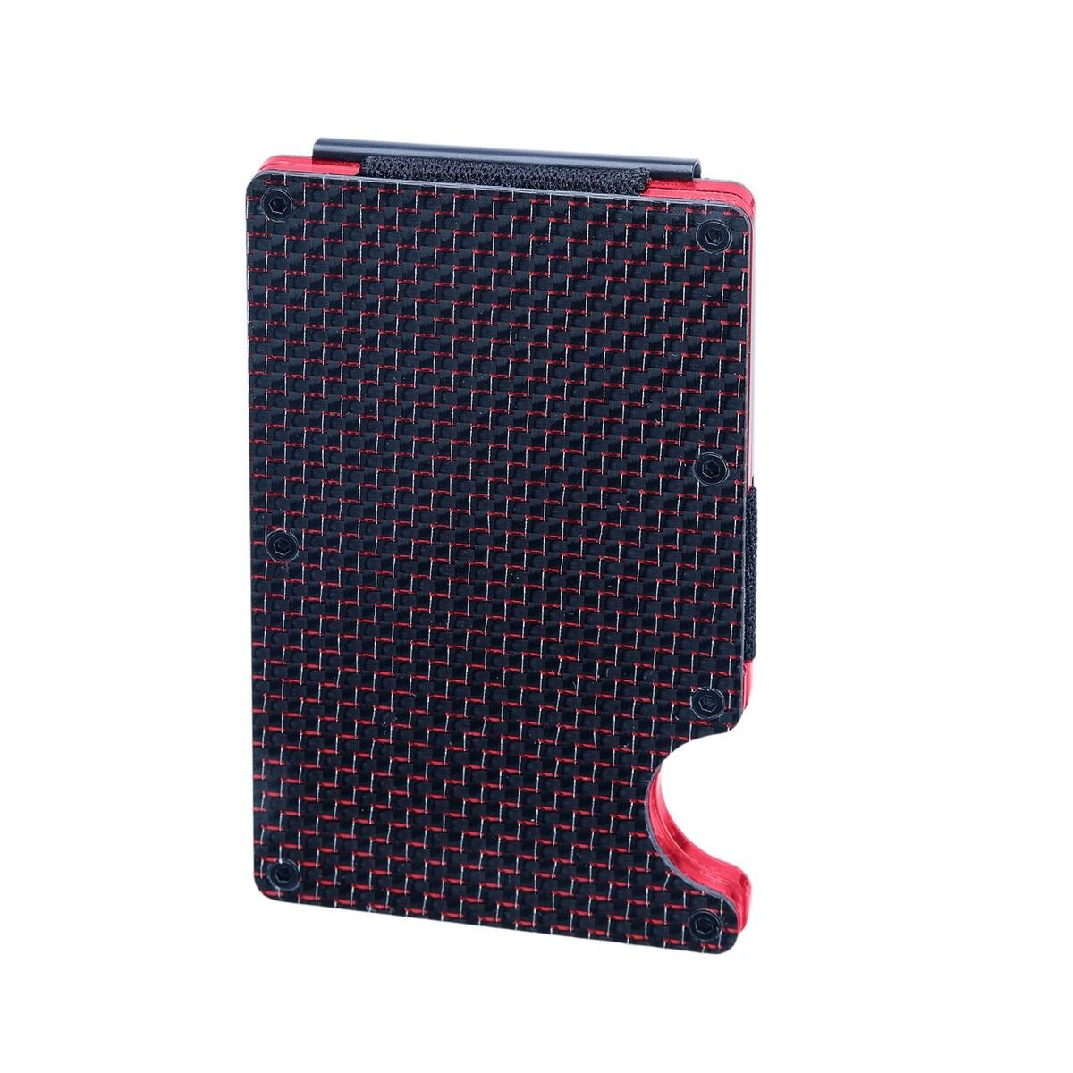 LEANSCHI Tech Wallet Black & Red Carbon Fibre RFID Safe Credit Card Holder
