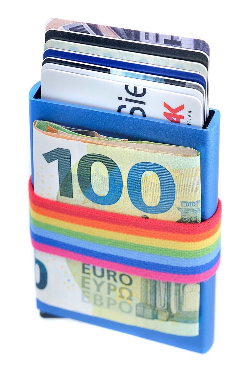 LEANSCHI Tech Wallet V2 "Pride" Blue Aluminium RFID Safe Credit Card Holder