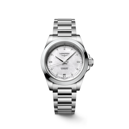 Longines Conquest Mother of Pearl Diamond Set Dial Stainless Steel Womens Watch L34304876