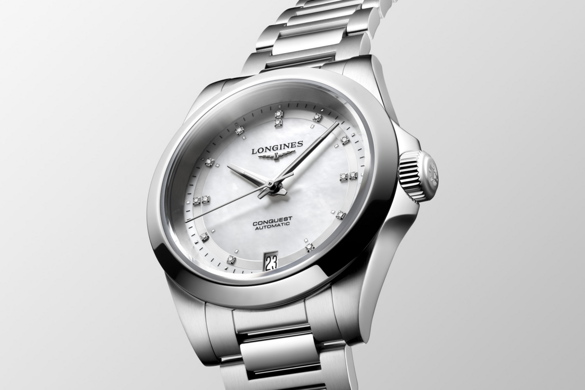 Longines Conquest Mother of Pearl Diamond Set Dial Stainless Steel Womens Watch L34304876