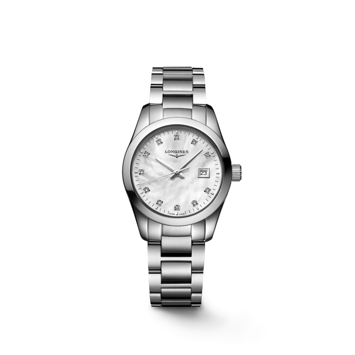 Longines Conquest Classic Mother of Pearl Diamond Set Dial Stainless Steel Womens Quartz Watch L22864876