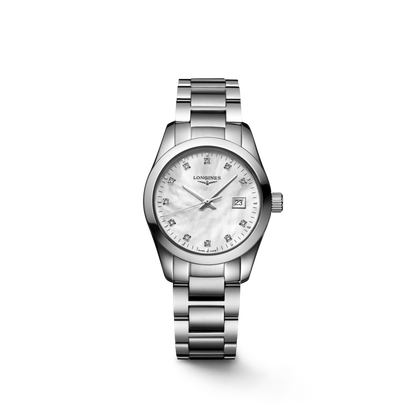 Longines Conquest Classic Mother of Pearl Diamond Set Dial Stainless Steel Womens Quartz Watch L22864876