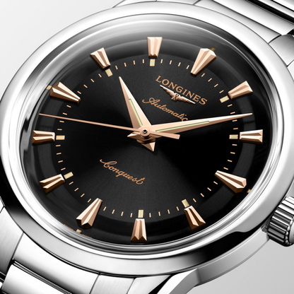 Longines Conquest Heritage Black Dial Stainless Steel Mens Watch L16494526