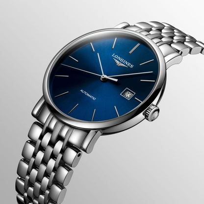 Longines Elegant Collection Blue Dial Stainless Steel Mens Watch L49104926